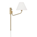 Capital Lighting 656611AD-714 Aged Brass 8.5'' W X 10.25'' H 1-light Swivel Armed Sconce In Aged Brass And Tapered White Fabric Shade With Optional Plug-in And Cord Cover Image 4