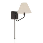 Capital Lighting 656611ES-713 Espresso 8.5'' W X 10.25'' H 1-light Swivel Armed Sconce In Espresso And Tapered Soft Tan Fabric Shade With Optional Plug-in And Cord Cover Image 1