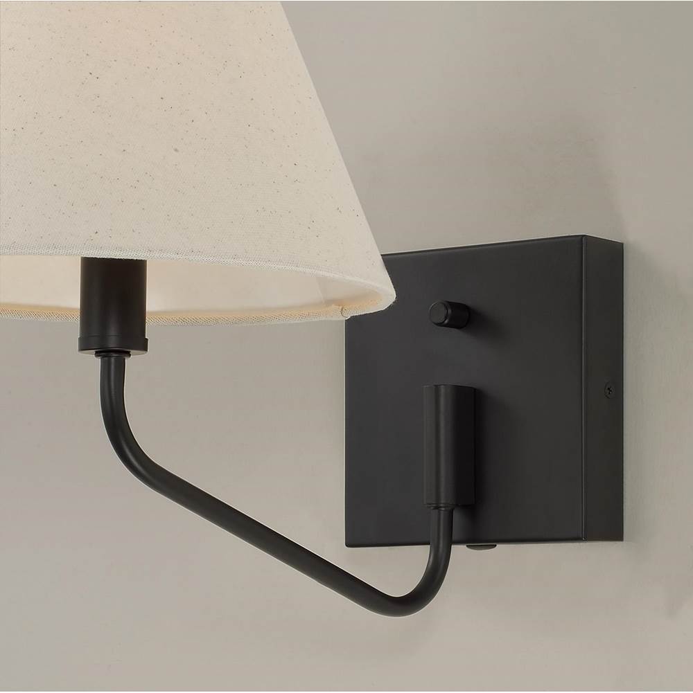 Capital Lighting 656611ES-713 Espresso 8.5'' W X 10.25'' H 1-light Swivel Armed Sconce In Espresso And Tapered Soft Tan Fabric Shade With Optional Plug-in And Cord Cover Image 3