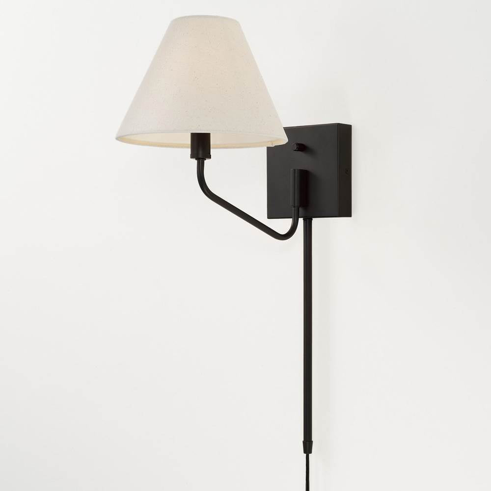 Capital Lighting Chadwick 8.5'' W X 10.25'' H 1-light Swivel Armed Sconce In Espresso And Tapered Soft Tan Fabric Shade With Optional Plug-in And Cord Cover