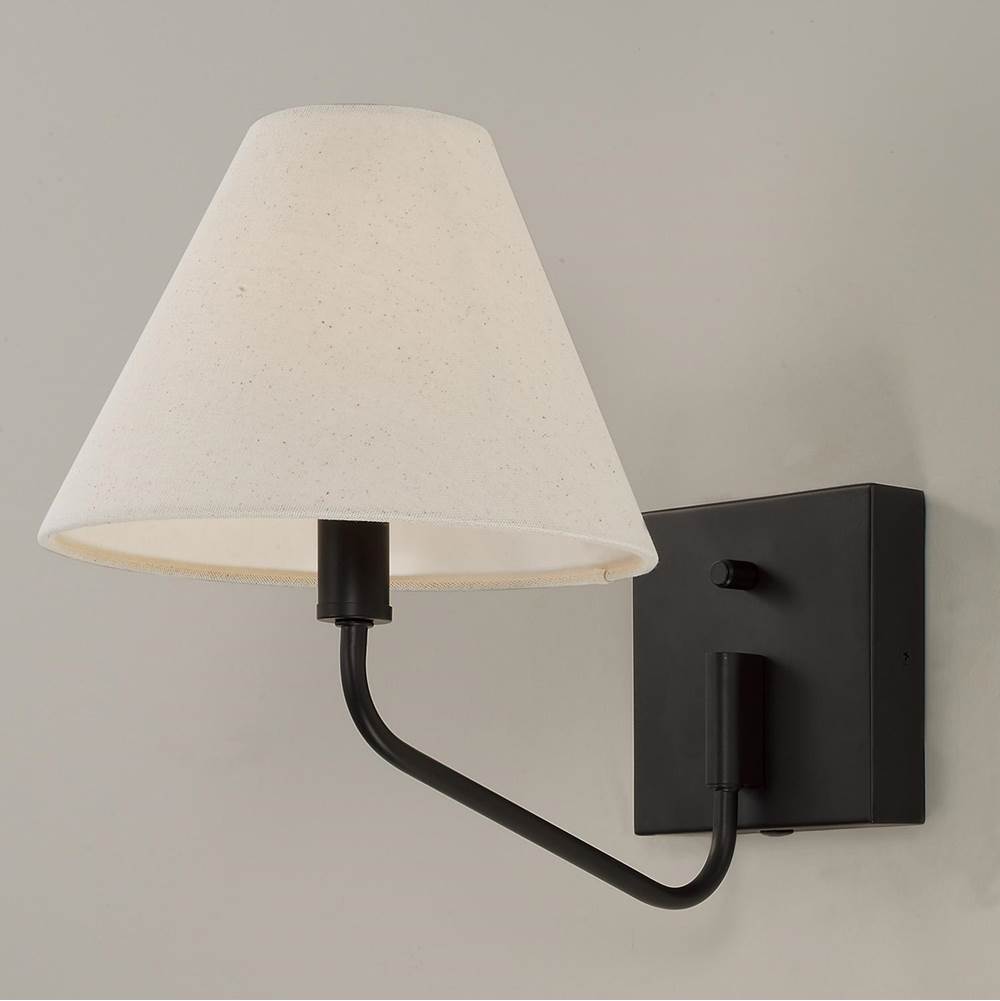 Capital Lighting 656611ES-713 Espresso 8.5'' W X 10.25'' H 1-light Swivel Armed Sconce In Espresso And Tapered Soft Tan Fabric Shade With Optional Plug-in And Cord Cover Image 2