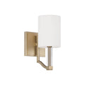 Capital Lighting 657011MA-715 Matte Brass 5'' W X 10.25'' H 1-light Wallchiere Sconce In Matte Brass With Clear Acrylic Accents And Cylindrical White Fabric Shades Image 1