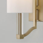 Capital Lighting 657011MA-715 Matte Brass 5'' W X 10.25'' H 1-light Wallchiere Sconce In Matte Brass With Clear Acrylic Accents And Cylindrical White Fabric Shades Image 4