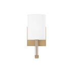 Capital Lighting 657011MA-715 Matte Brass 5'' W X 10.25'' H 1-light Wallchiere Sconce In Matte Brass With Clear Acrylic Accents And Cylindrical White Fabric Shades Image 3