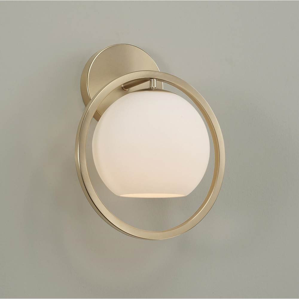 Capital Lighting Zeek 9.5'' W X 12'' H 1-light Circle Sconce In Matte Brass With Soft White Glass