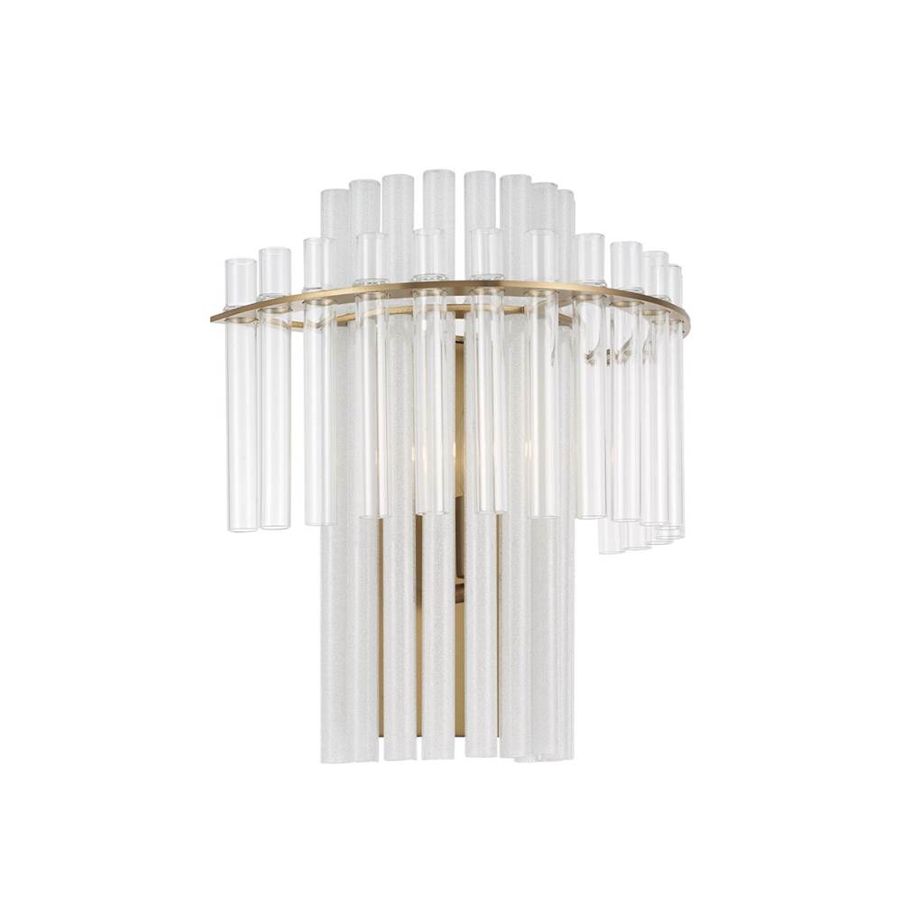 Capital Lighting 658711AD Aged Brass 12.5'' W X 14'' H 1-light Tiered Sconce In Aged Brass With Clear And Etched Glass Tubes Image 1