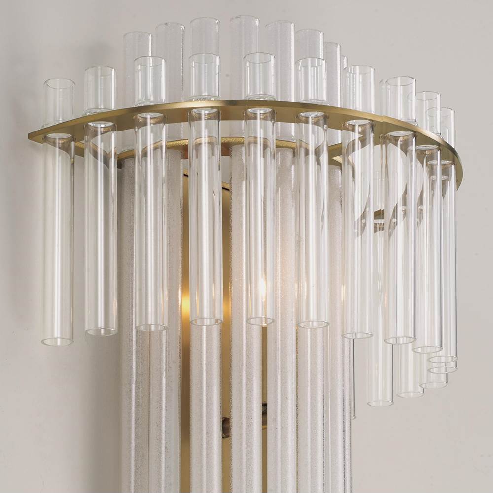 Capital Lighting 658711AD Aged Brass 12.5'' W X 14'' H 1-light Tiered Sconce In Aged Brass With Clear And Etched Glass Tubes Image 4