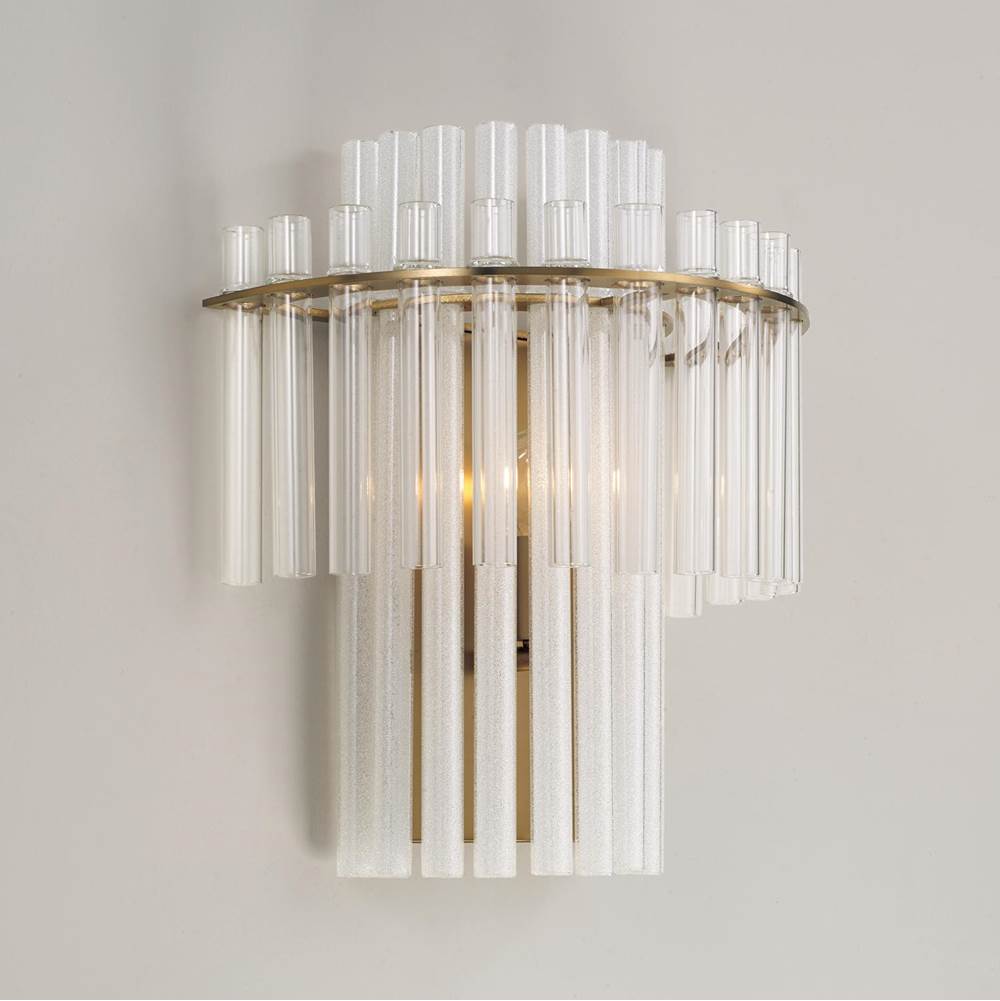 Capital Lighting Blair 12.5'' W X 14'' H 1-light Tiered Sconce In Aged Brass With Clear And Etched Glass Tubes