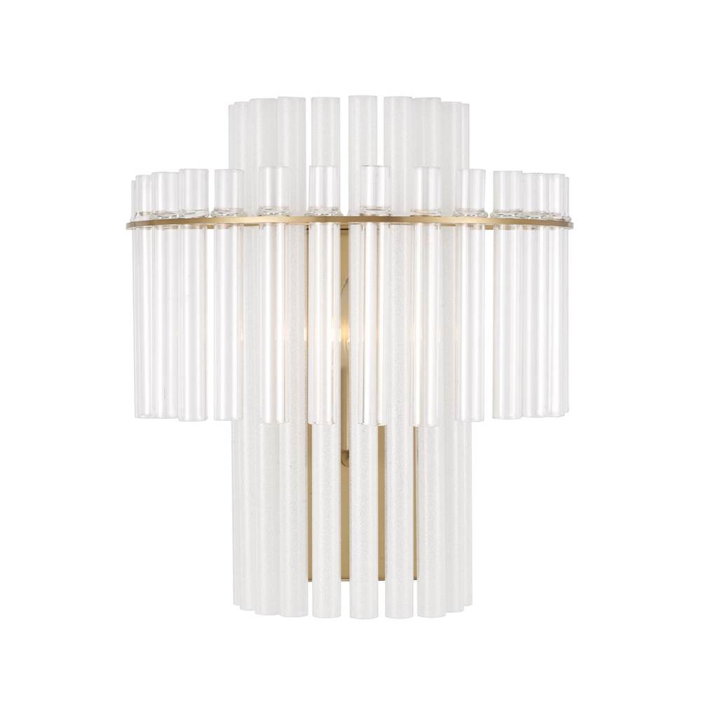 Capital Lighting 658711AD Aged Brass 12.5'' W X 14'' H 1-light Tiered Sconce In Aged Brass With Clear And Etched Glass Tubes Image 2
