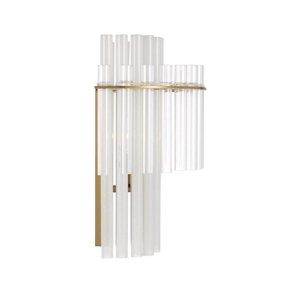 Capital Lighting 658711AD Aged Brass 12.5'' W X 14'' H 1-light Tiered Sconce In Aged Brass With Clear And Etched Glass Tubes Image 3