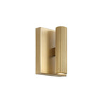 Capital Lighting 659021AD Aged Brass 4.5'' W X 6'' H Integrated Led Mini Dual Sconce In Aged Brass With Fluted Texture And Up And Down Cylindrical Light Image 1
