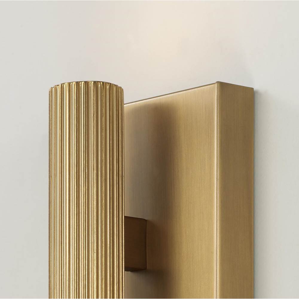 Capital Lighting 659021AD Aged Brass 4.5'' W X 6'' H Integrated Led Mini Dual Sconce In Aged Brass With Fluted Texture And Up And Down Cylindrical Light Image 5