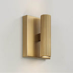 Capital Lighting Ian 4.5'' W X 6'' H Integrated Led Mini Dual Sconce In Aged Brass With Fluted Texture And Up And Down Cylindrical Light