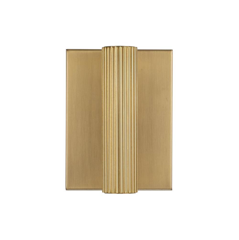 Capital Lighting 659021AD Aged Brass 4.5'' W X 6'' H Integrated Led Mini Dual Sconce In Aged Brass With Fluted Texture And Up And Down Cylindrical Light Image 3