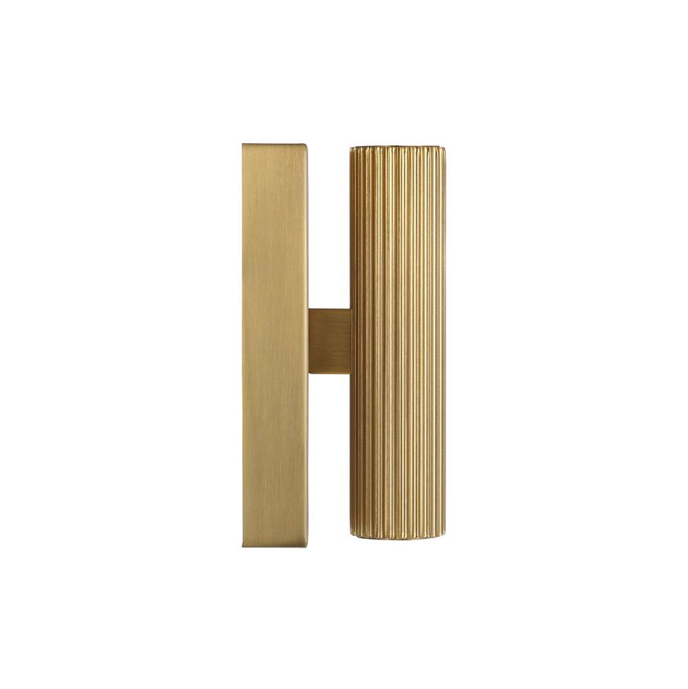 Capital Lighting 659021AD Aged Brass 4.5'' W X 6'' H Integrated Led Mini Dual Sconce In Aged Brass With Fluted Texture And Up And Down Cylindrical Light Image 4