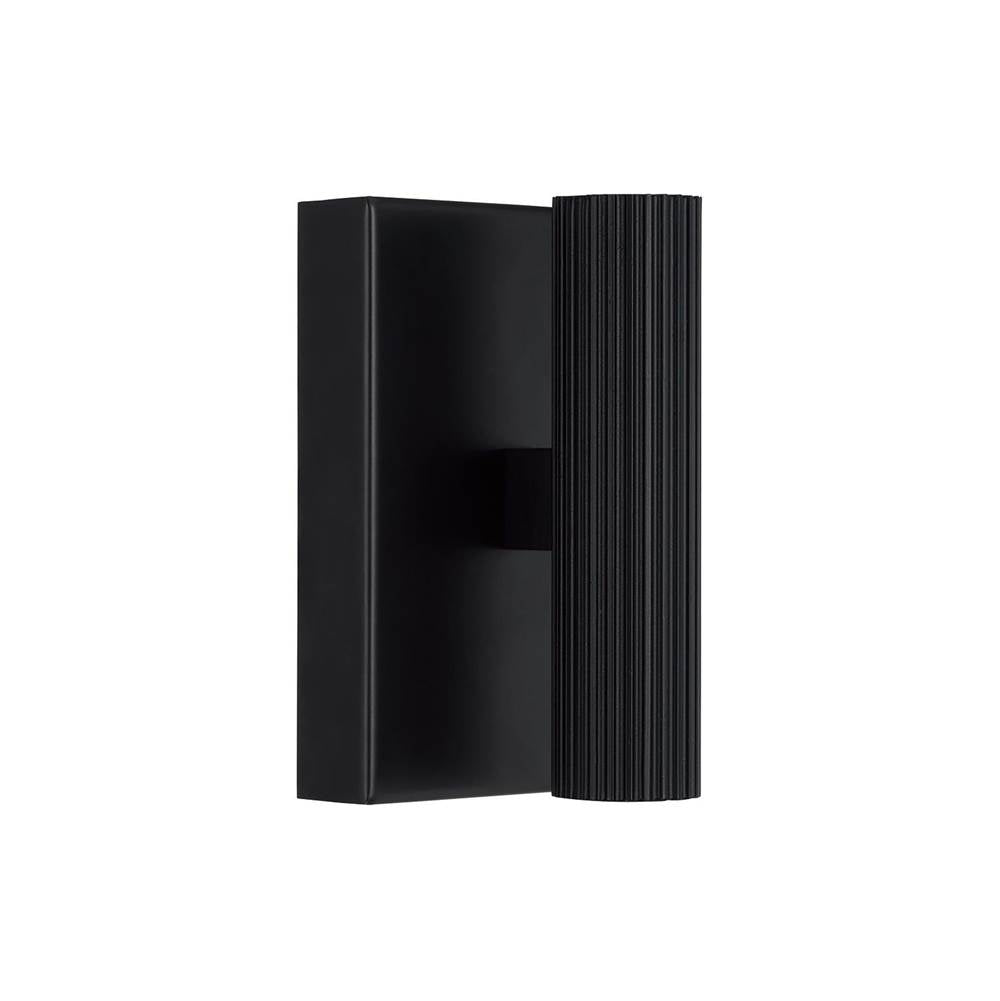 Capital Lighting 659021MB Matte Black 4.5'' W X 6'' H Integrated Led Mini Dual Sconce In Matte Black With Fluted Texture And Up And Down Cylindrical Light Image 3