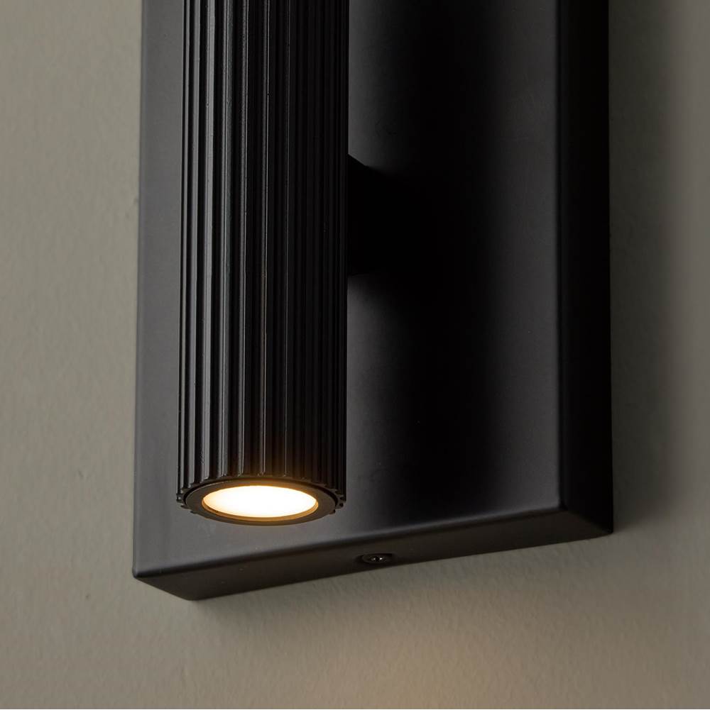 Capital Lighting 659021MB Matte Black 4.5'' W X 6'' H Integrated Led Mini Dual Sconce In Matte Black With Fluted Texture And Up And Down Cylindrical Light Image 5