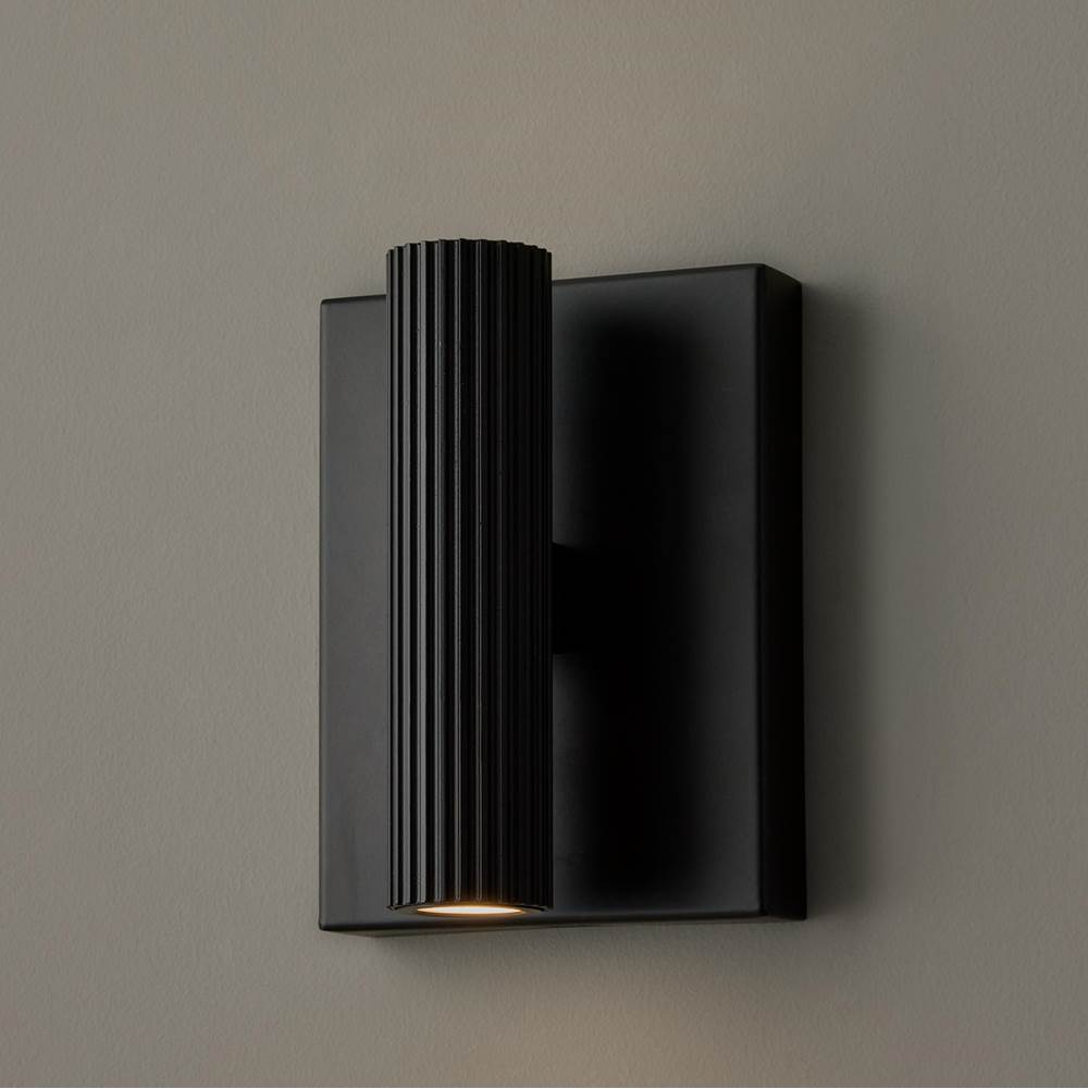 Capital Lighting 659021MB Matte Black 4.5'' W X 6'' H Integrated Led Mini Dual Sconce In Matte Black With Fluted Texture And Up And Down Cylindrical Light Image 6