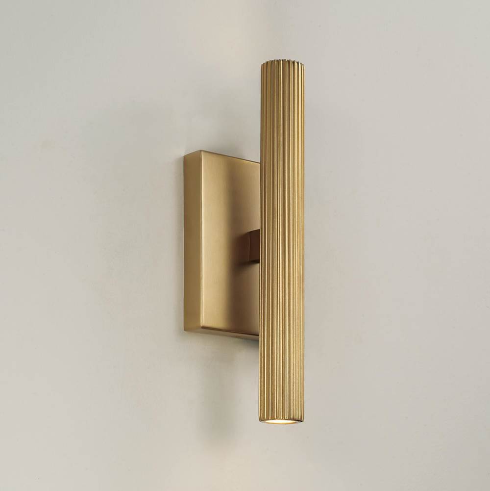 Capital Lighting 659022AD Aged Brass 4.5'' W X 12'' H Integrated Led Dual Sconce In Aged Brass With Fluted Texture And Up And Down Cylindrical Light Image 6