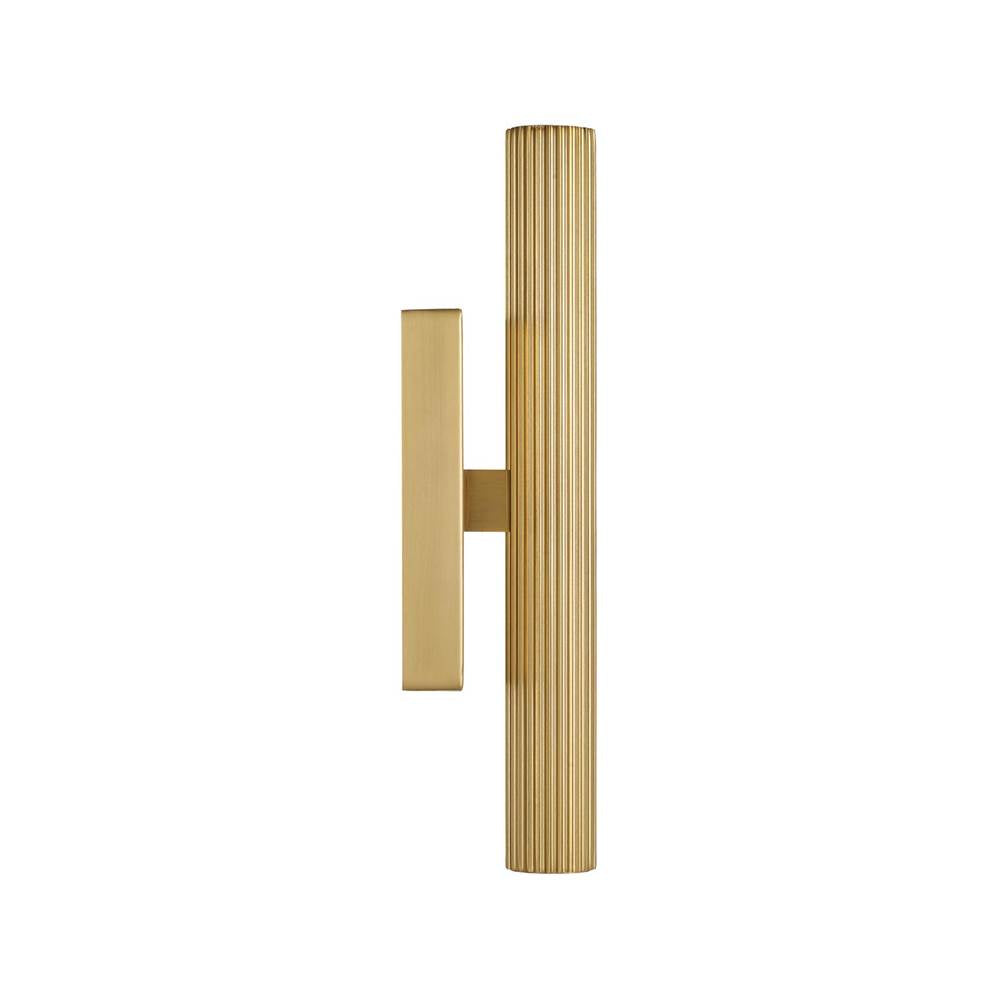 Capital Lighting 659022AD Aged Brass 4.5'' W X 12'' H Integrated Led Dual Sconce In Aged Brass With Fluted Texture And Up And Down Cylindrical Light Image 3