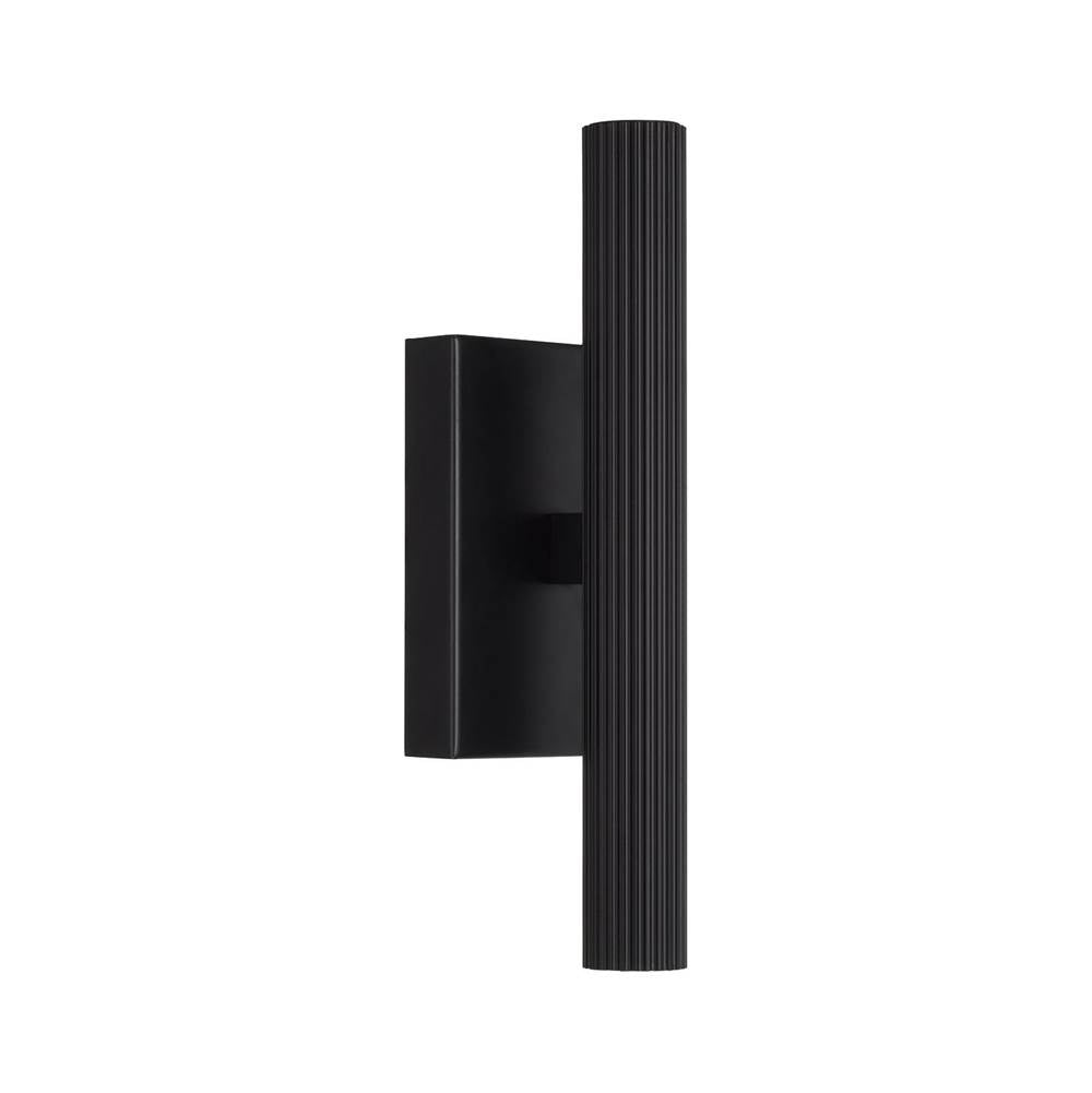 Capital Lighting 659022MB Matte Black 4.5'' W X 12'' H Integrated Led Dual Sconce In Matte Black With Fluted Texture And Up And Down Cylindrical Light Image 2