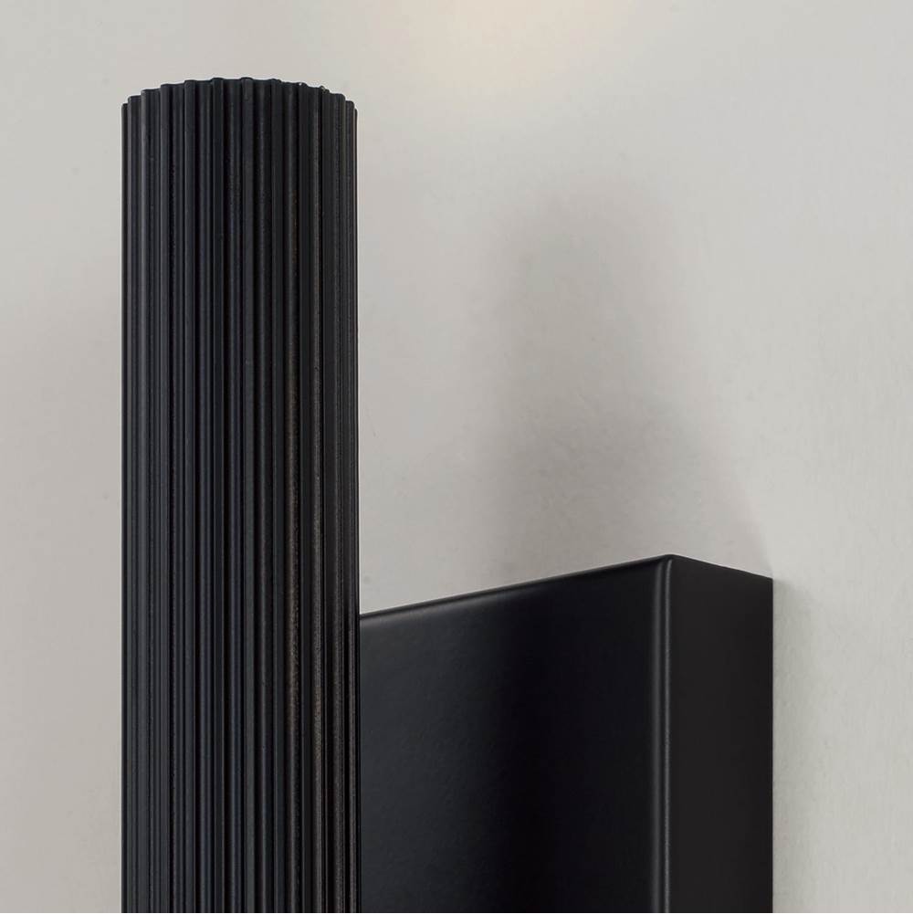 Capital Lighting 659022MB Matte Black 4.5'' W X 12'' H Integrated Led Dual Sconce In Matte Black With Fluted Texture And Up And Down Cylindrical Light Image 5