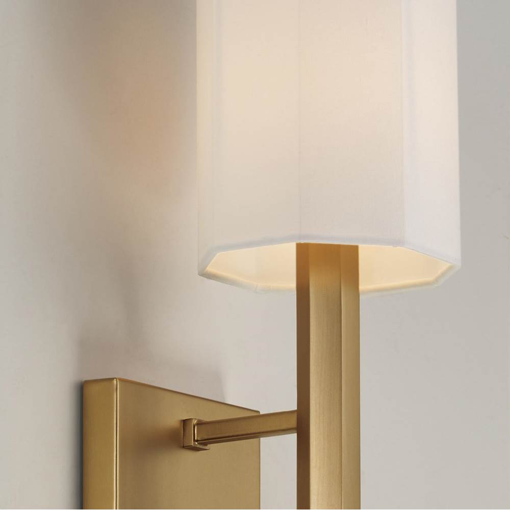 Capital Lighting 659511AD-716 Aged Brass 5'' W X 15'' Wallchiere Sconce In Aged Brass With Octagonal White Fabric Shade Image 4