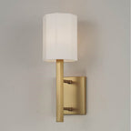 Capital Lighting Adrian 5'' W X 15'' Wallchiere Sconce In Aged Brass With Octagonal White Fabric Shade