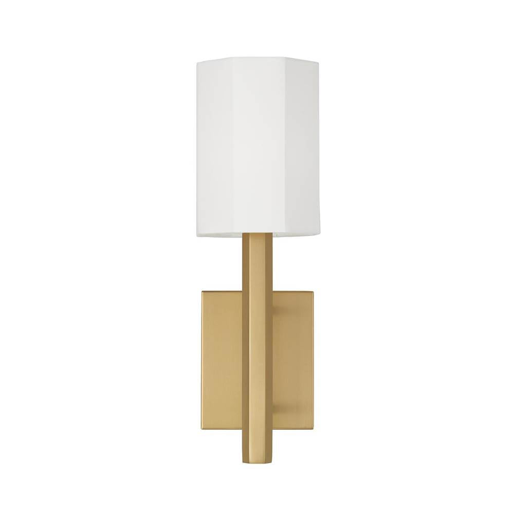 Capital Lighting 659511AD-716 Aged Brass 5'' W X 15'' Wallchiere Sconce In Aged Brass With Octagonal White Fabric Shade Image 2