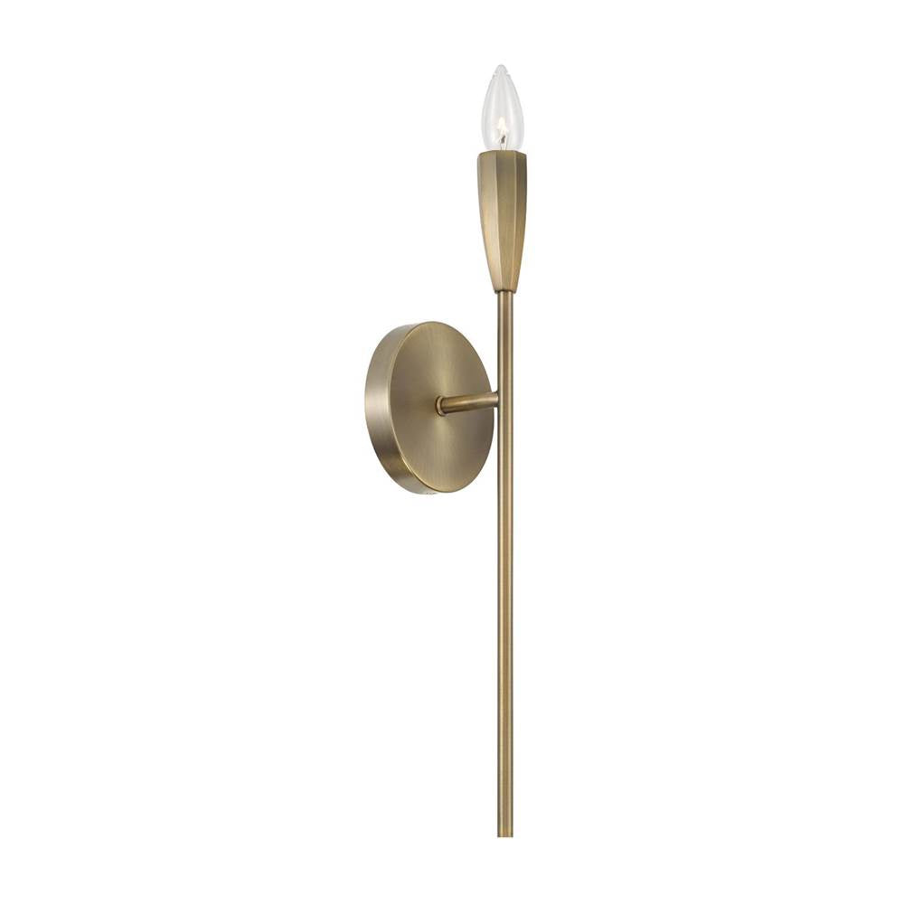 Capital Lighting 660411ANB Antiqued Brass 5'' W X 19.25'' H 1-light Wallchiere Sconce In Antiqued Brass With Faceted Candlesleeve Image 1