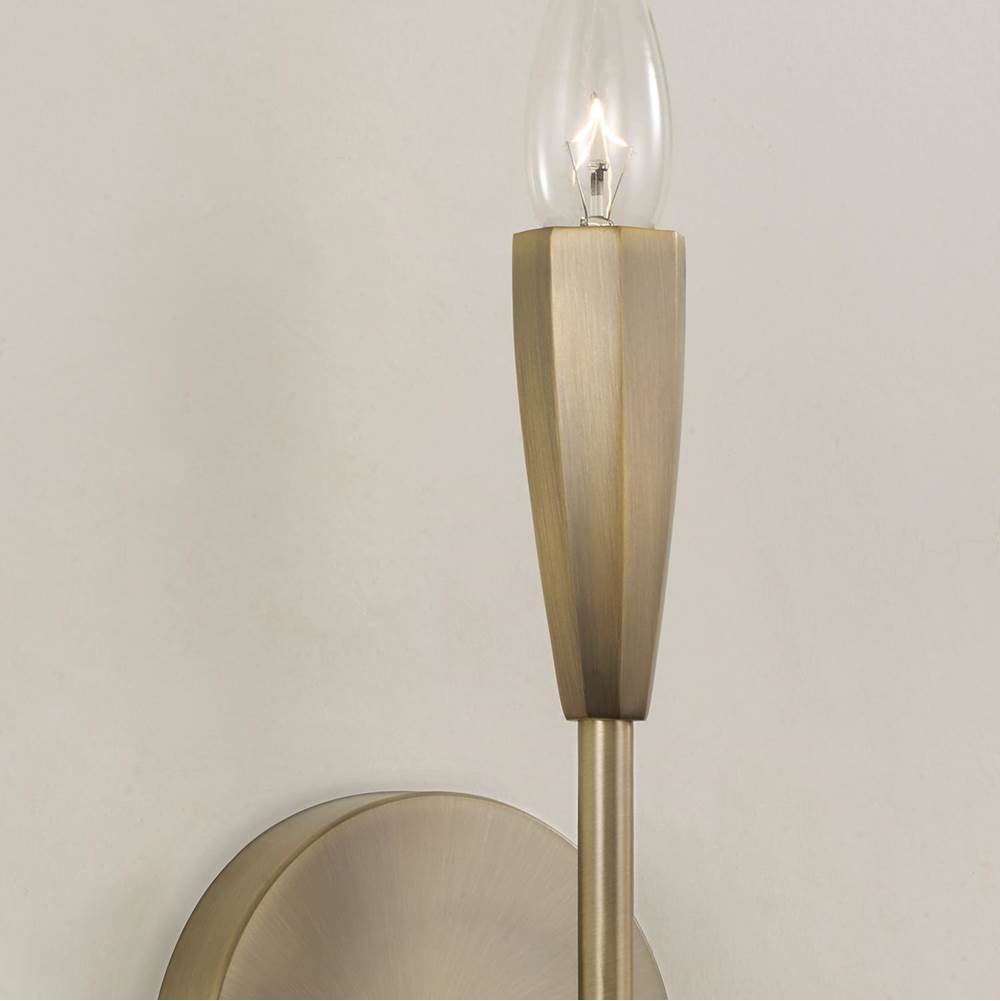 Capital Lighting 660411ANB Antiqued Brass 5'' W X 19.25'' H 1-light Wallchiere Sconce In Antiqued Brass With Faceted Candlesleeve Image 5