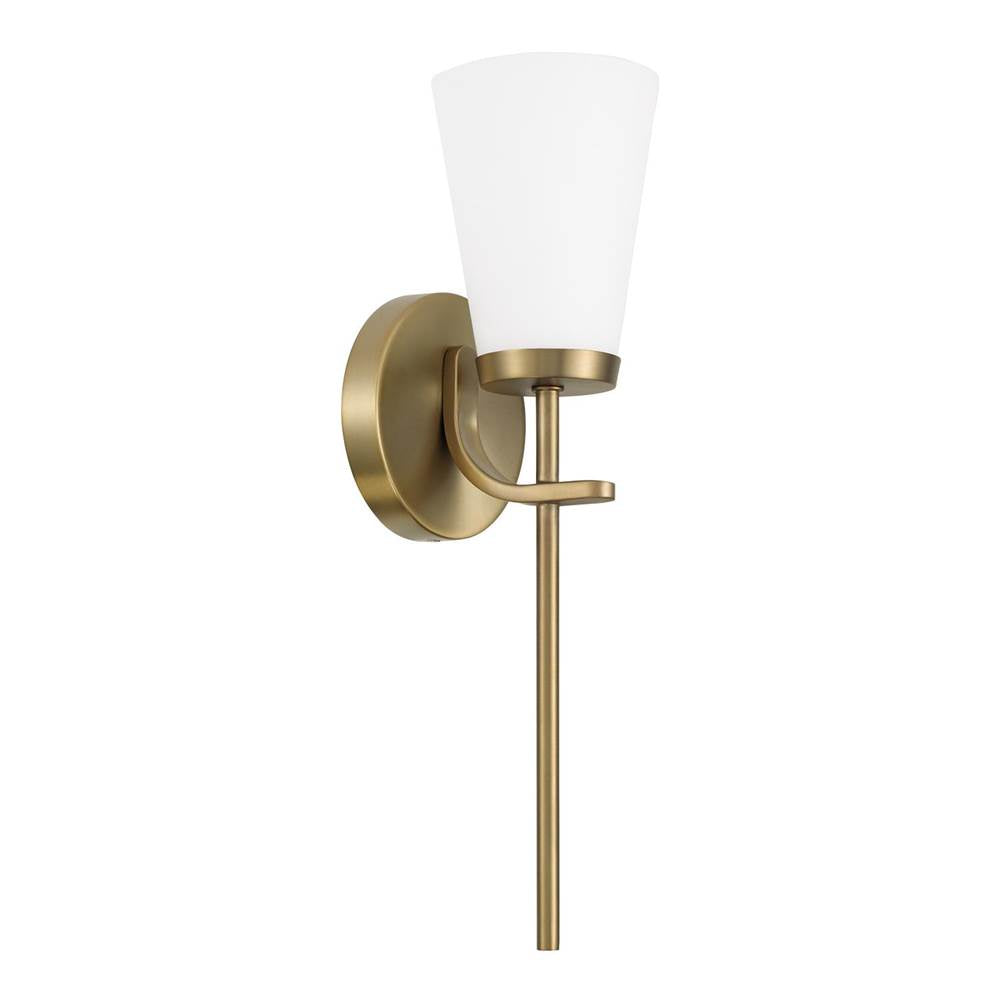 Capital Lighting 661011AD-660 Aged Brass 5'' W X 17'' H 1-light Wallchiere Sconce In Aged Brass With Tapered Soft White Glass Image 1