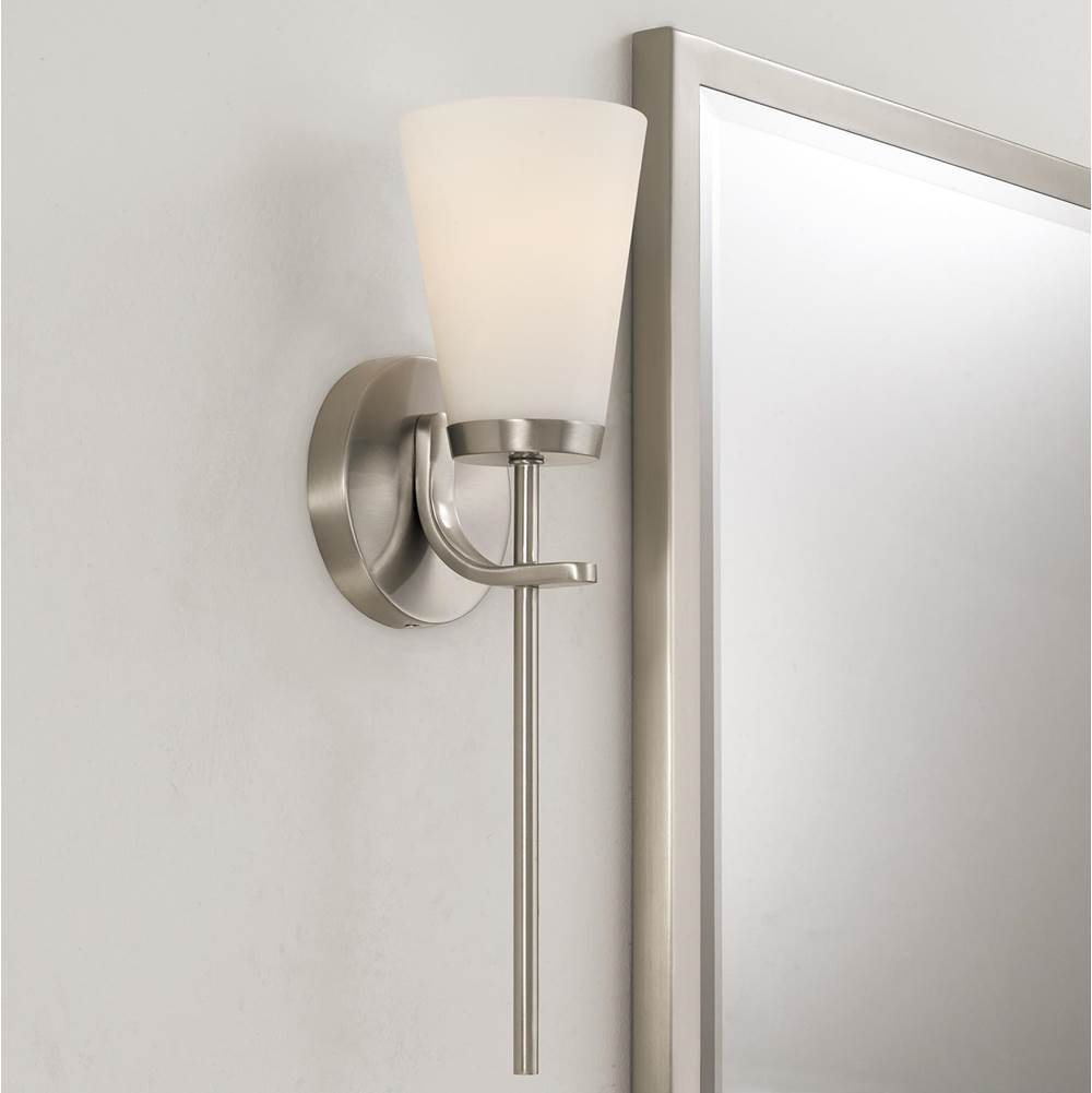 Capital Lighting Drake 5'' W X 17'' H 1-light Wallchiere Sconce In Aged Brass With Tapered Soft White Glass