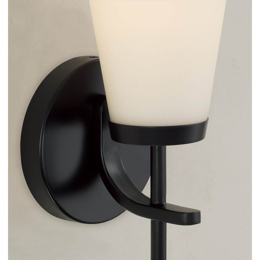Capital Lighting 661011MB-660 Matte Black 5'' W X 17'' H 1-light Wallchiere Sconce In Matte Black With Tapered Soft White Glass Image 4