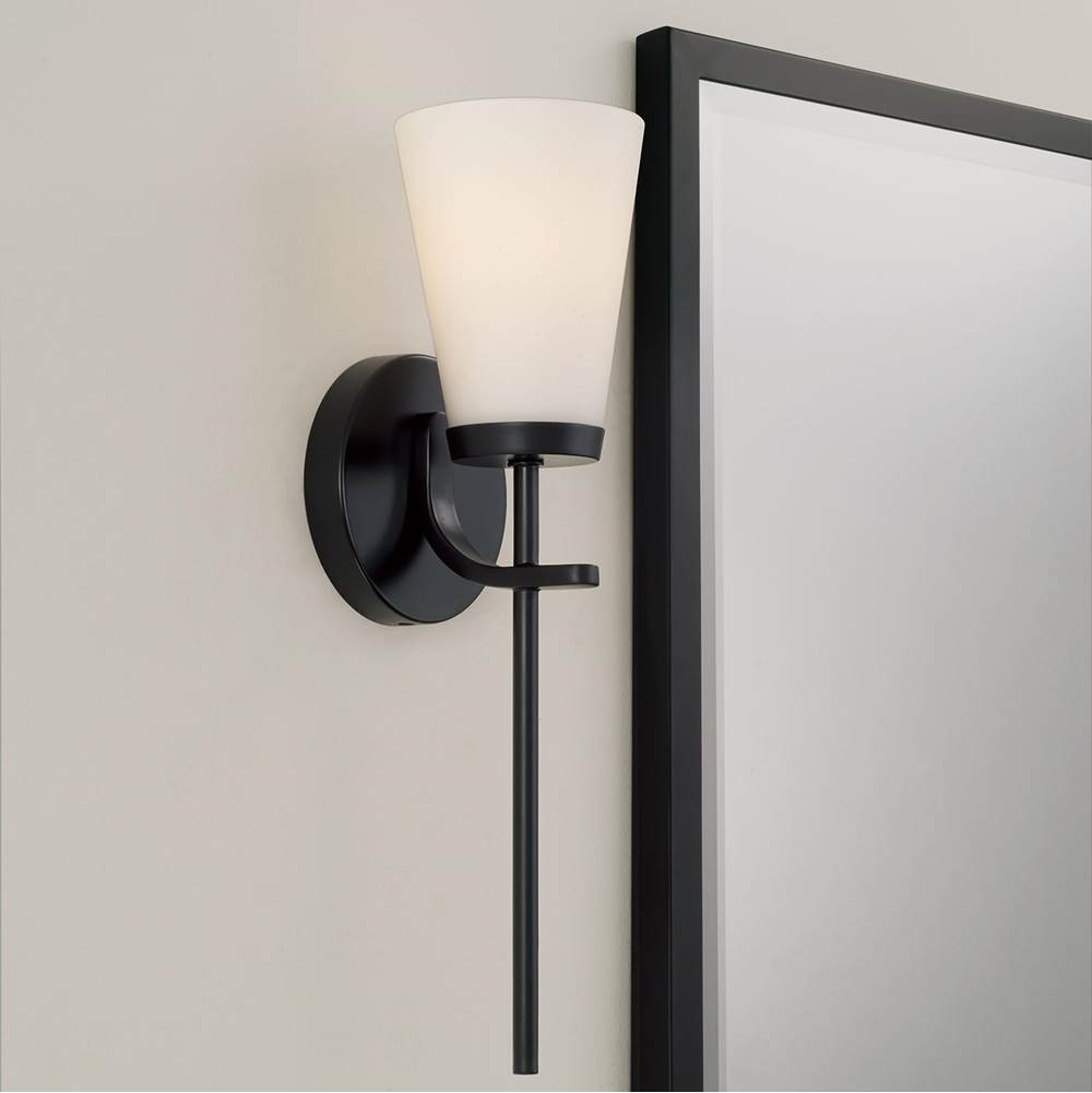 Capital Lighting Drake 5'' W X 17'' H 1-light Wallchiere Sconce In Aged Brass With Tapered Soft White Glass