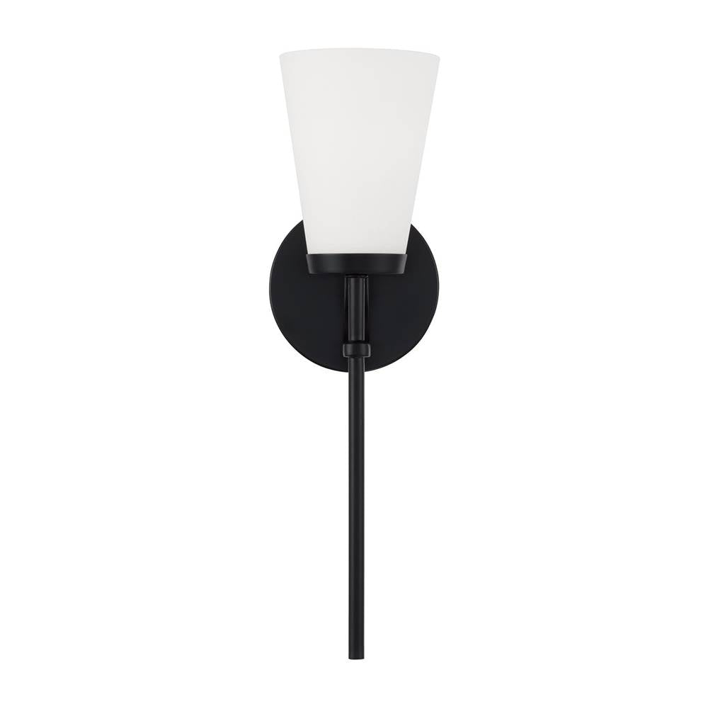 Capital Lighting 661011MB-660 Matte Black 5'' W X 17'' H 1-light Wallchiere Sconce In Matte Black With Tapered Soft White Glass Image 2