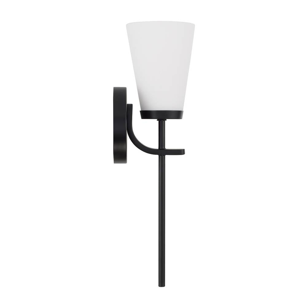 Capital Lighting 661011MB-660 Matte Black 5'' W X 17'' H 1-light Wallchiere Sconce In Matte Black With Tapered Soft White Glass Image 3