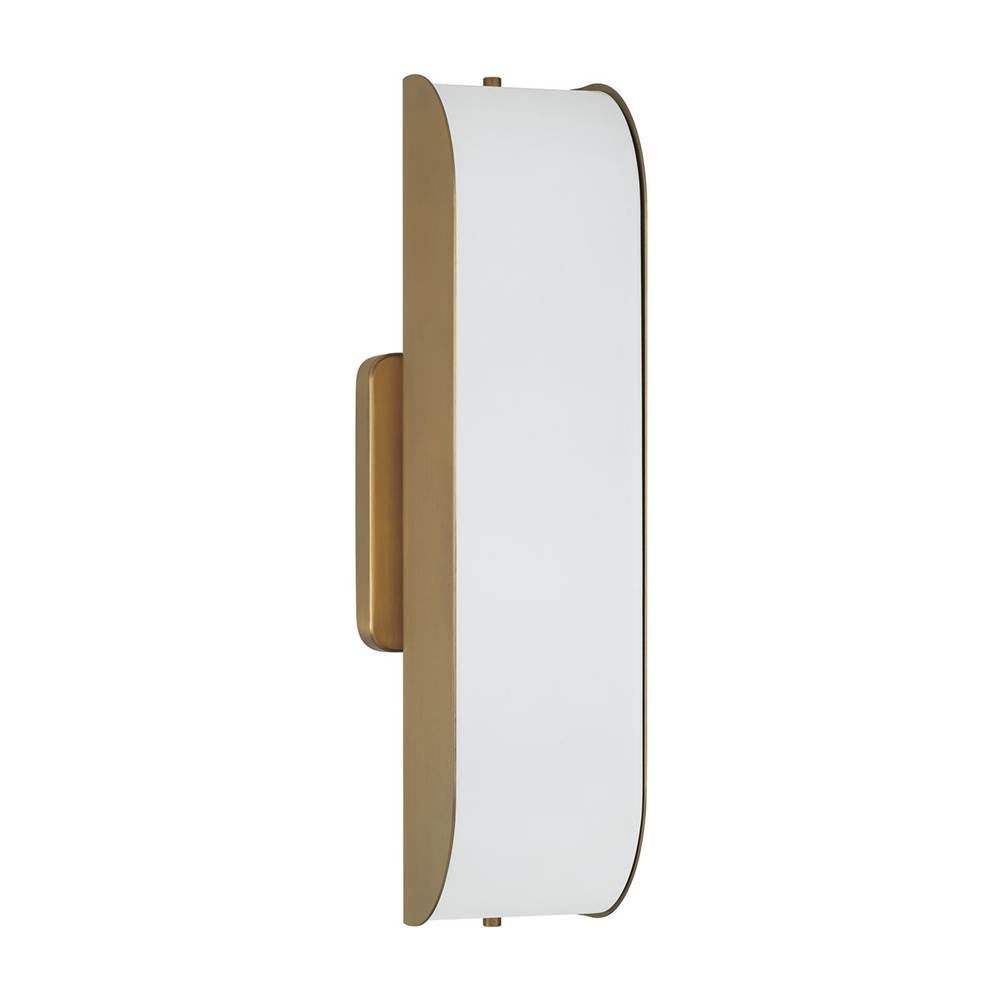 Capital Lighting 661811AD Aged Brass 5'' W X 18'' H Integrated Led Sconce In Aged Brass With White Milk Glass Panels Image 1