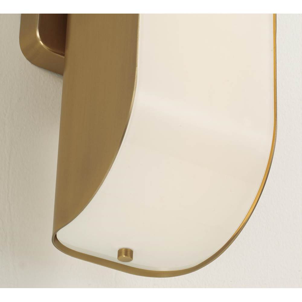 Capital Lighting 661811AD Aged Brass 5'' W X 18'' H Integrated Led Sconce In Aged Brass With White Milk Glass Panels Image 4