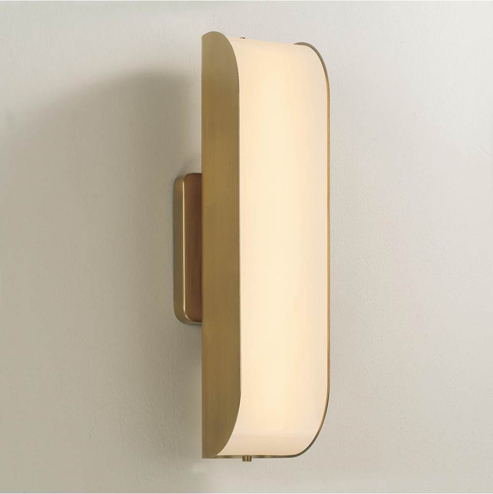 Capital Lighting Marcell 5'' W X 18'' H Integrated Led Sconce In Aged Brass With White Milk Glass Panels