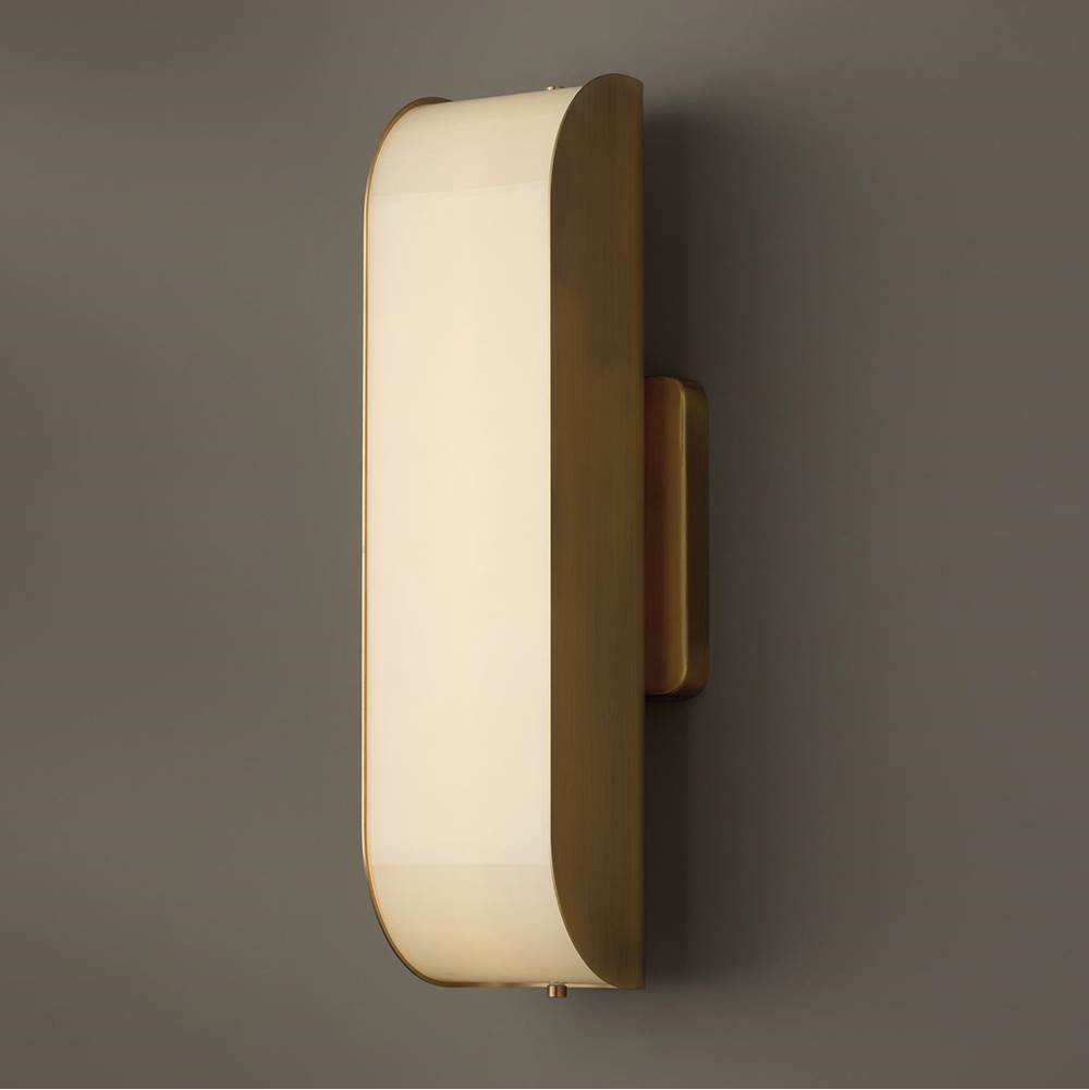 Capital Lighting 661811AD Aged Brass 5'' W X 18'' H Integrated Led Sconce In Aged Brass With White Milk Glass Panels Image 3