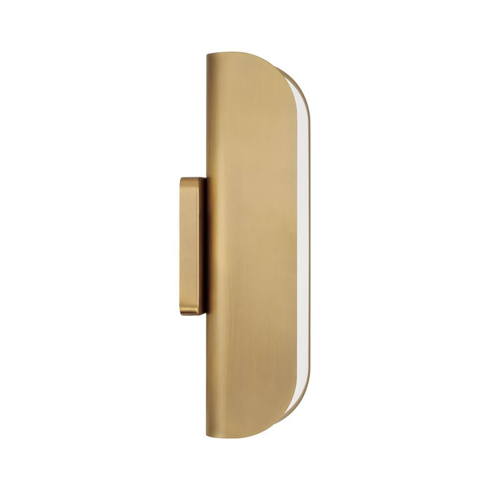Capital Lighting 661811AD Aged Brass 5'' W X 18'' H Integrated Led Sconce In Aged Brass With White Milk Glass Panels Image 2