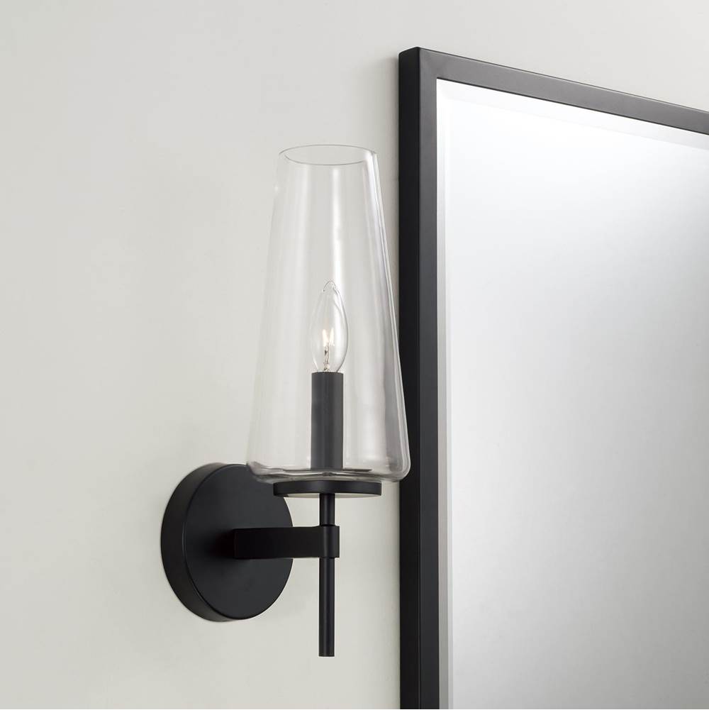 Capital Lighting Aaron 5'' W X 15.75'' H Wallchiere Sconce In Aged Brass With Clear Glass