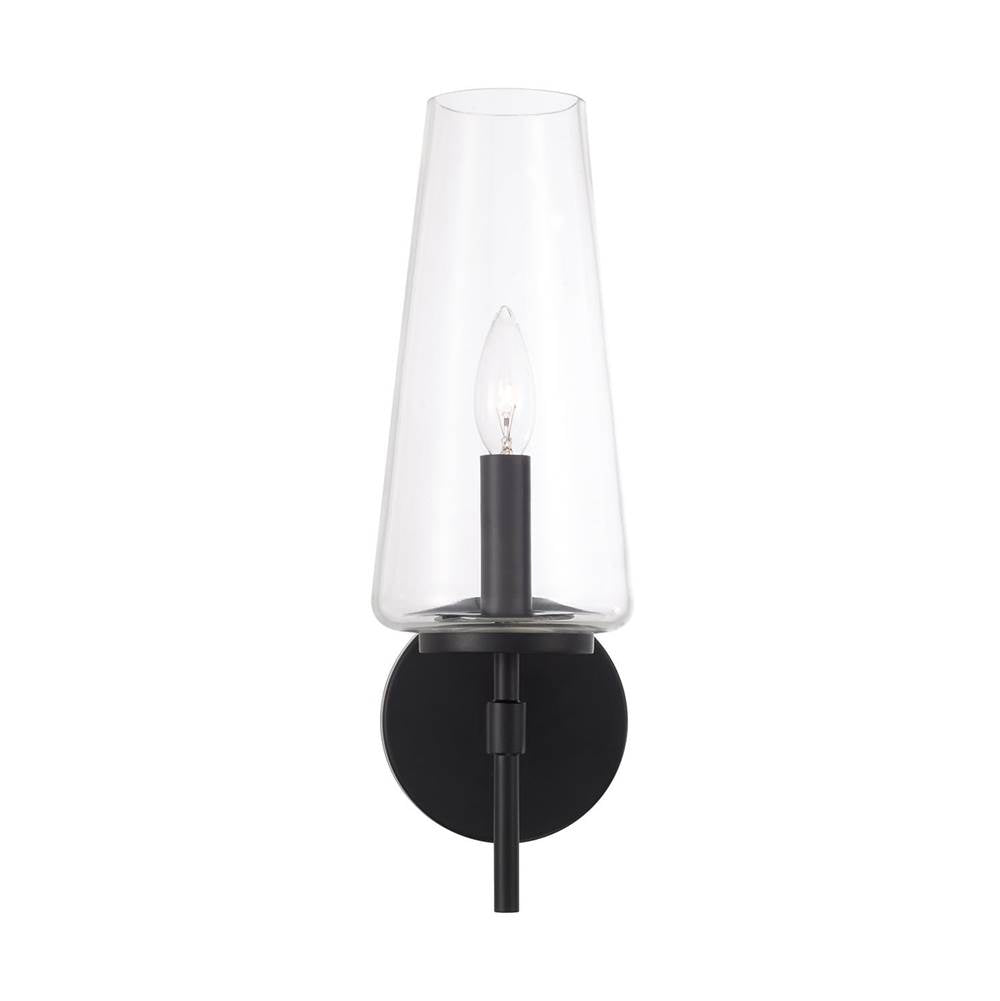 Capital Lighting 661911MB-663 Matte Black 5'' W X 15.75'' H Wallchiere Sconce In Matte Black With Clear Glass Image 2