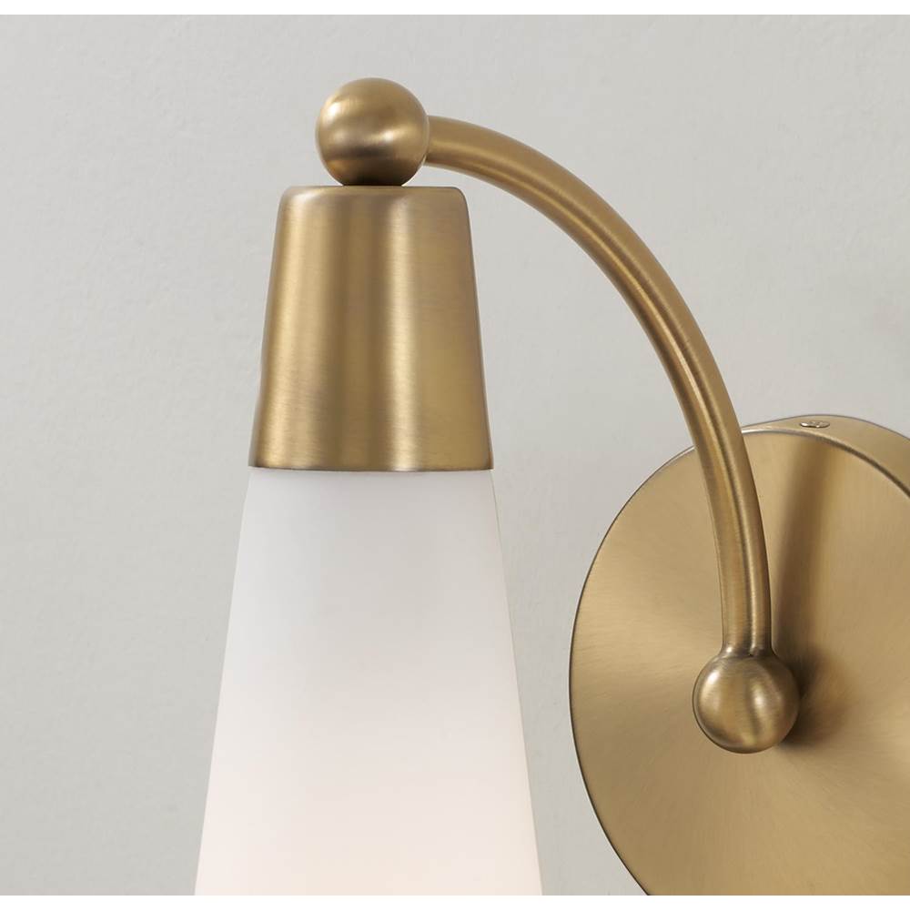 Capital Lighting 662211AD Aged Brass 5'' W X 13'' H 1-light Arm Sconce In Aged Brass With Tapered Soft White Glass Image 4