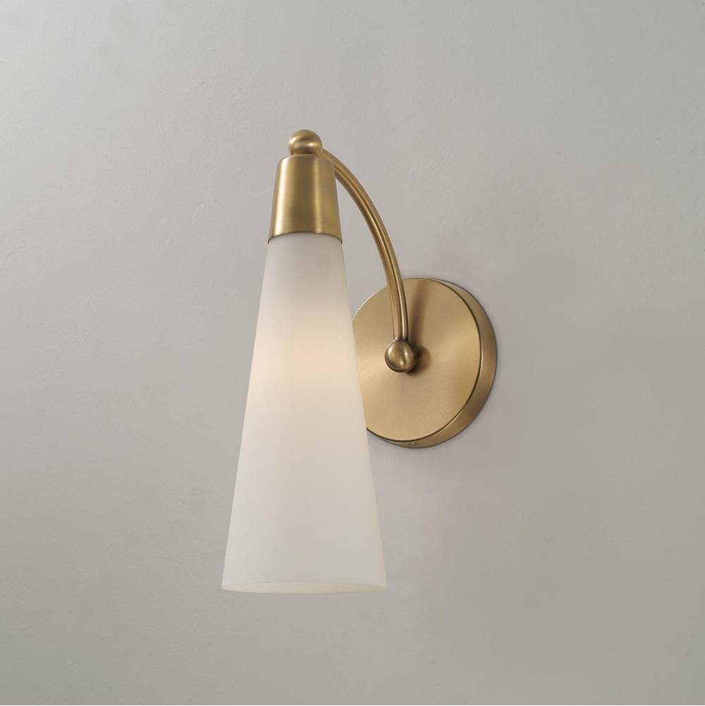 Capital Lighting 662211AD Aged Brass 5'' W X 13'' H 1-light Arm Sconce In Aged Brass With Tapered Soft White Glass Image 5
