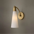Capital Lighting Tess 5'' W X 13'' H 1-light Arm Sconce In Aged Brass With Tapered Soft White Glass