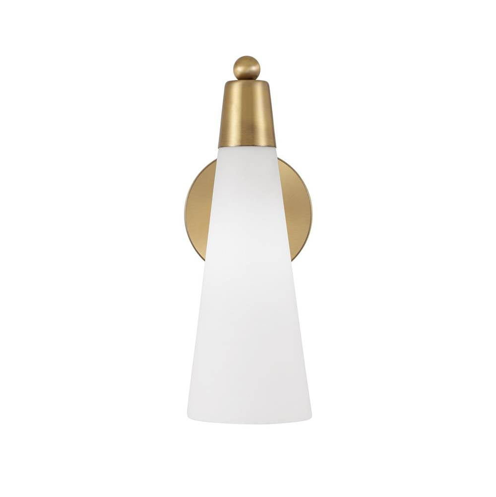 Capital Lighting 662211AD Aged Brass 5'' W X 13'' H 1-light Arm Sconce In Aged Brass With Tapered Soft White Glass Image 2