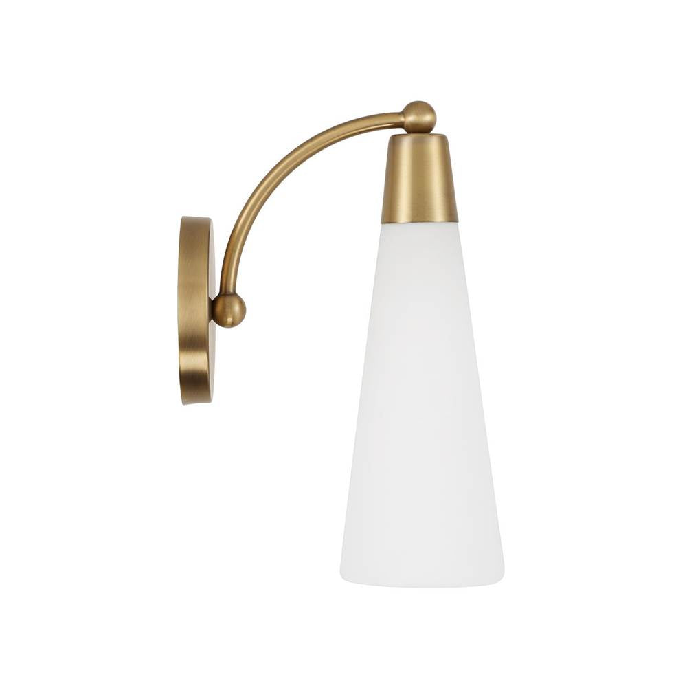 Capital Lighting 662211AD Aged Brass 5'' W X 13'' H 1-light Arm Sconce In Aged Brass With Tapered Soft White Glass Image 3