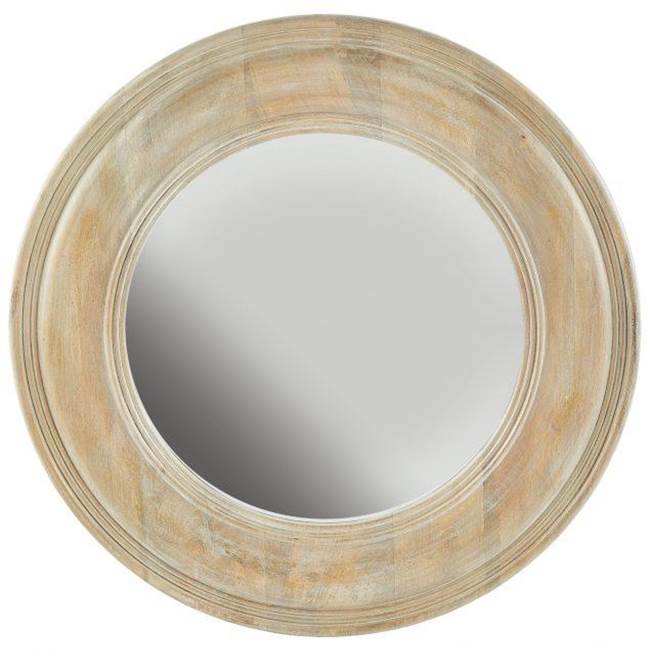 Capital Lighting 730205MM White Washed Wood,Gold Leaf 30'' W X 30'' H X 1.5'' E Round Mirror With White Washed Mango Wood Frame And Gold Leaf Highlights Image 1